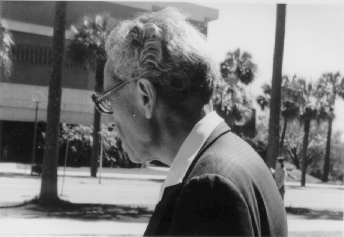 Paul Erdos in front of J.W. Reitz Union